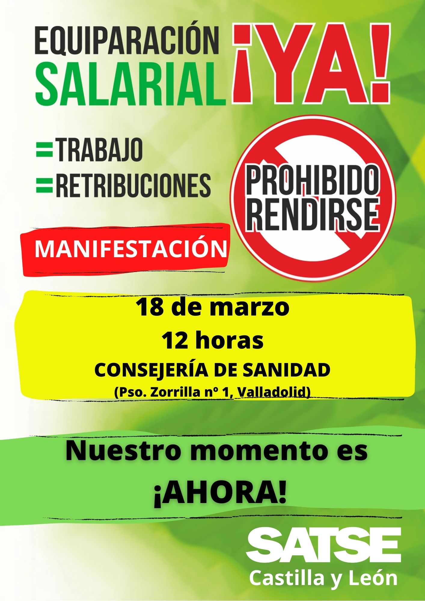 Cartel Manifestación Retribuciones 18 Marzo 2021
